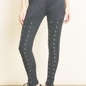 Suede Lace up pants